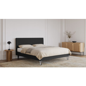BRUNO Classic bed 140x200cm in zwart / antraciet | Matrashardheid: Standaard (H3) | Inclusief matras, lattenbodem en metalen poten