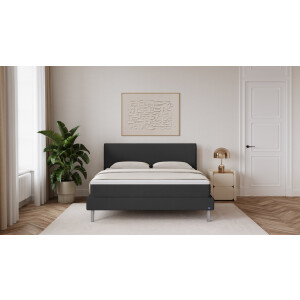BRUNO Classic bed 200x200cm in zwart / antraciet | Matrashardheid: Links H2 / Rechts H3 | Inclusief matras, lattenbodem en metalen poten
