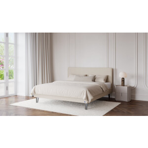 BRUNO Classic bed 200x200cm in beige | Matrashardheid: Links H3 / Rechts H2 | Inclusief matras, lattenbodem en metalen poten