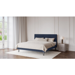 BRUNO Classic bed 140x200cm in de kleur blauw | Matrashardheid: Links H3 / Rechts H2 | Inclusief matras, lattenbodem en metalen poten