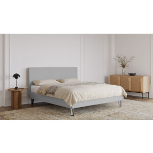 BRUNO Classic bed 140x200cm in lichtgrijs | Matrashardheid: Standaard (H3) | Inclusief matras, lattenbodem en metalen poten