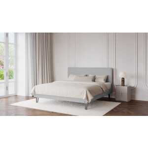 BRUNO Classic bed 200x200cm in lichtgrijs | Matrashardheid: Links H3 / Rechts H2 | Inclusief matras, lattenbodem en metalen poten