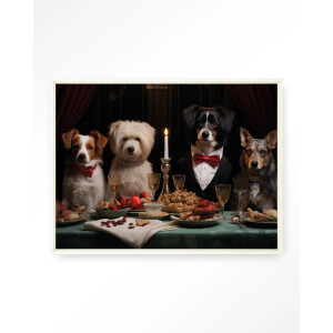 Urban Cotton Wandkleed 'A Dog Dinner' 145 x 190cm in Floating Frame - off white
