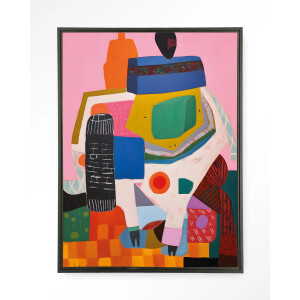 Urban Cotton Wandkleed 'Battle Of Colour' 145 x 190cm in Floating Frame - black