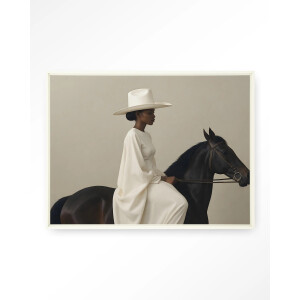 Urban Cotton Wandkleed 'Beige Rider' 145 x 190cm in Floating Frame - off white