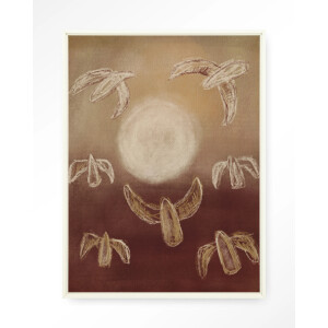Urban Cotton Wandkleed 'Birds By Night' 110 x 145cm in Floating Frame - off white