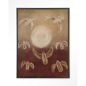 Urban Cotton Wandkleed 'Birds By Night' 145 x 190cm in Floating Frame - black