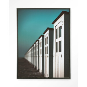 Urban Cotton Wandkleed 'City Life @ The Beach' 80 x 110cm in Floating Frame - black