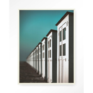 Urban Cotton Wandkleed 'City Life @ The Beach' 80 x 110cm in Floating Frame - off white