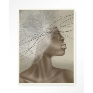 Urban Cotton Wandkleed 'Cloudy Thoughts' 110 x 145cm in Floating Frame - off white