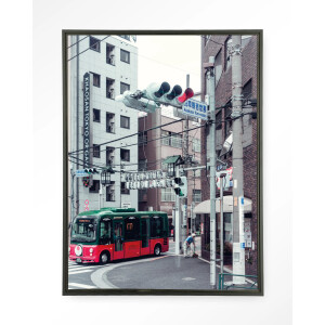Urban Cotton Wandkleed 'Complementary Bus' 145 x 190cm in Floating Frame - black