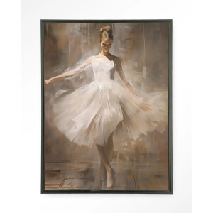 Urban Cotton Wandkleed 'Dancing Ballerina' 145 x 190cm in Floating Frame - black