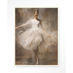 Urban Cotton Wandkleed 'Dancing Ballerina' 145 x 190cm in Floating Frame - off white