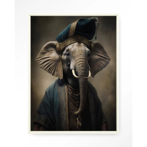Urban Cotton Wandkleed 'Elephant' 145 x 190cm in Floating Frame - off white