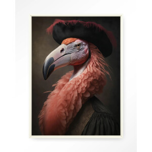 Urban Cotton Wandkleed 'Flamingo' 145 x 190cm in Floating Frame - off white