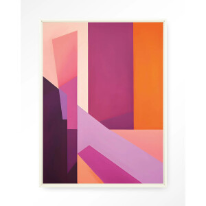 Urban Cotton Wandkleed 'Folded Lines' 110 x 145cm in Floating Frame - off white