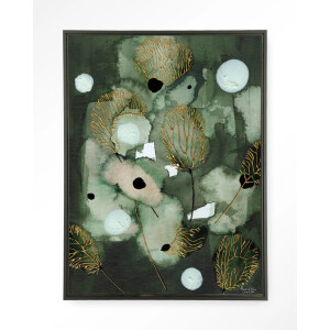 Urban Cotton Wandkleed 'Forest Flower' 145 x 190cm in Floating Frame - black