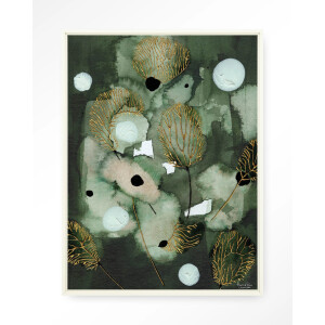 Urban Cotton Wandkleed 'Forest Flower' 80 x 110cm in Floating Frame - off white