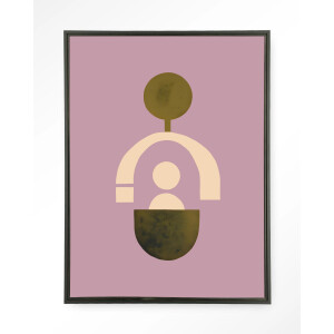 Urban Cotton Wandkleed 'Forma 2 Lilac' 110 x 145cm in Floating Frame - black
