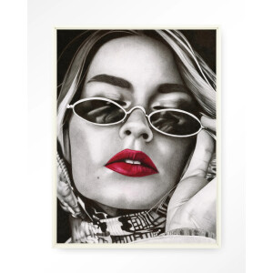 Urban Cotton Wandkleed 'Fresh Red' 145 x 190cm in Floating Frame - off white