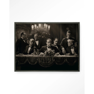 Urban Cotton Wandkleed 'Godfathers Table' 80 x 110cm in Floating Frame - black