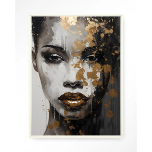 Urban Cotton Wandkleed 'Golden Girl' 80 x 110cm in Floating Frame - off white