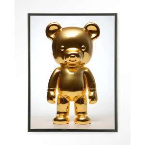 Urban Cotton Wandkleed 'Golden Teddybear' 80 x 110cm in Floating Frame - black