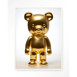 Urban Cotton Wandkleed 'Golden Teddybear' 80 x 110cm in Floating Frame - off white