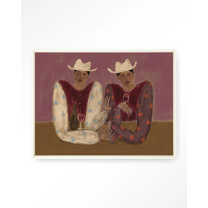 Urban Cotton Wandkleed 'Good Ranch Talk' 80 x 110cm in Floating Frame - off white
