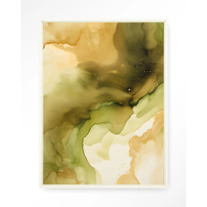 Urban Cotton Wandkleed 'Green Flow' 145 x 190cm in Floating Frame - off white