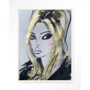 Urban Cotton Wandkleed 'Kate Moss' 145 x 190cm in Floating Frame - off white