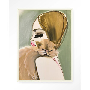 Urban Cotton Wandkleed 'Lily Rose Depp X Pumpkin' 80 x 110cm in Floating Frame - off white