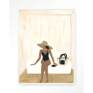 Urban Cotton Wandkleed 'Luxuriate Regardless' 80 x 110cm in Floating Frame - off white