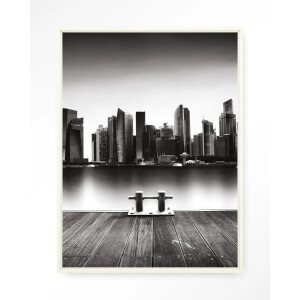 Urban Cotton Wandkleed 'Momentarily Silent' 110 x 145cm in Floating Frame - off white
