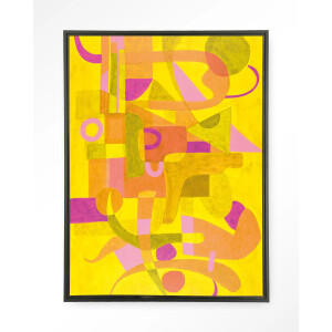 Urban Cotton Wandkleed 'Otono Dorado' 110 x 145cm in Floating Frame - black