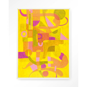 Urban Cotton Wandkleed 'Otono Dorado' 110 x 145cm in Floating Frame - off white