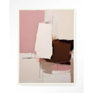 Urban Cotton Wandkleed 'Pink Fields' 80 x 110cm in Floating Frame - off white