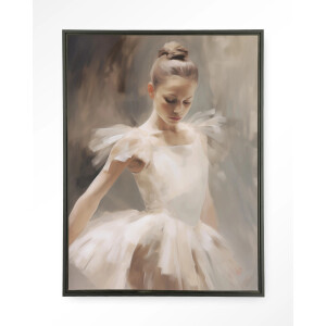 Urban Cotton Wandkleed 'Posing Ballerina' 145 x 190cm in Floating Frame - black