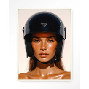 Urban Cotton Wandkleed 'Prada Helmet' 145 x 190cm in Floating Frame - off white
