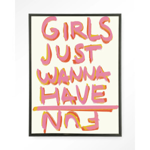 Urban Cotton Wandkleed 'P.S Written By A Girl' 80 x 110cm in Floating Frame - black