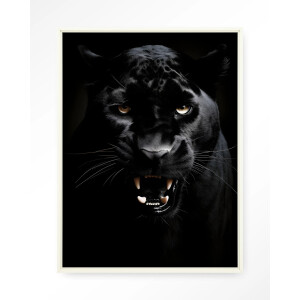 Urban Cotton Wandkleed 'Rawr Panther' 145 x 190cm in Floating Frame - off white