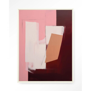 Urban Cotton Wandkleed 'Red Fields' 80 x 110cm in Floating Frame - off white