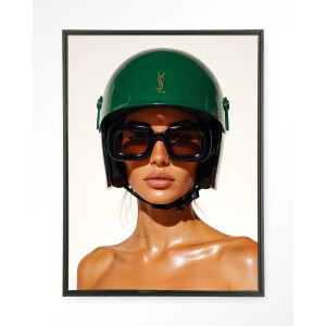 Urban Cotton Wandkleed 'Saint Laurent Helmet' 145 x 190cm in Floating Frame - black
