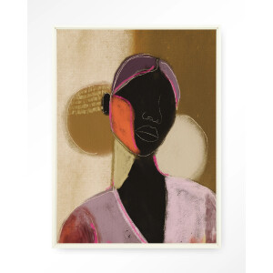 Urban Cotton Wandkleed 'Silhouette Lady 1' 80 x 110cm in Floating Frame - off white