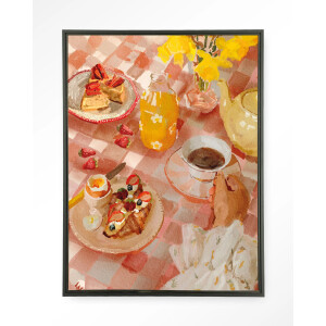 Urban Cotton Wandkleed 'Spring Breakfast' 110 x 145cm in Floating Frame - black