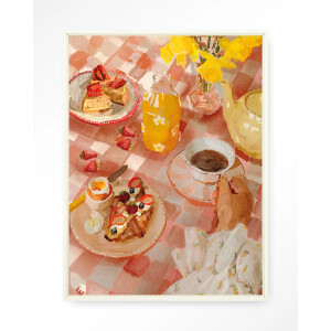 Urban Cotton Wandkleed 'Spring Breakfast' 80 x 110cm in Floating Frame - off white