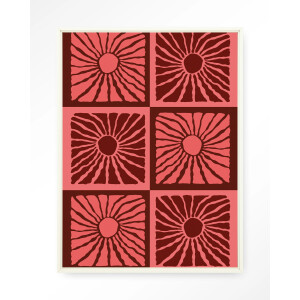 Urban Cotton Wandkleed 'Suns In Pink' 145 x 190cm in Floating Frame - off white