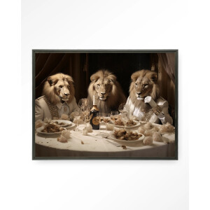 Urban Cotton Wandkleed 'The Gentlelions Club' 145 x 190cm in Floating Frame - black