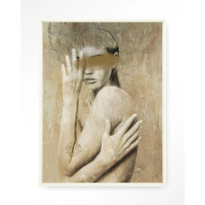 Urban Cotton Wandkleed 'Touching Me' 145 x 190cm in Floating Frame - off white