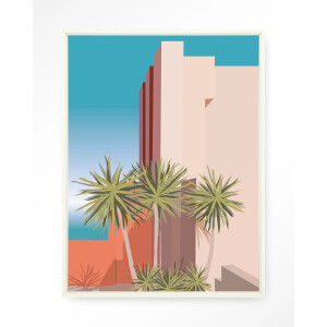 Urban Cotton Wandkleed 'Tropical Place' 80 x 110cm in Floating Frame - off white